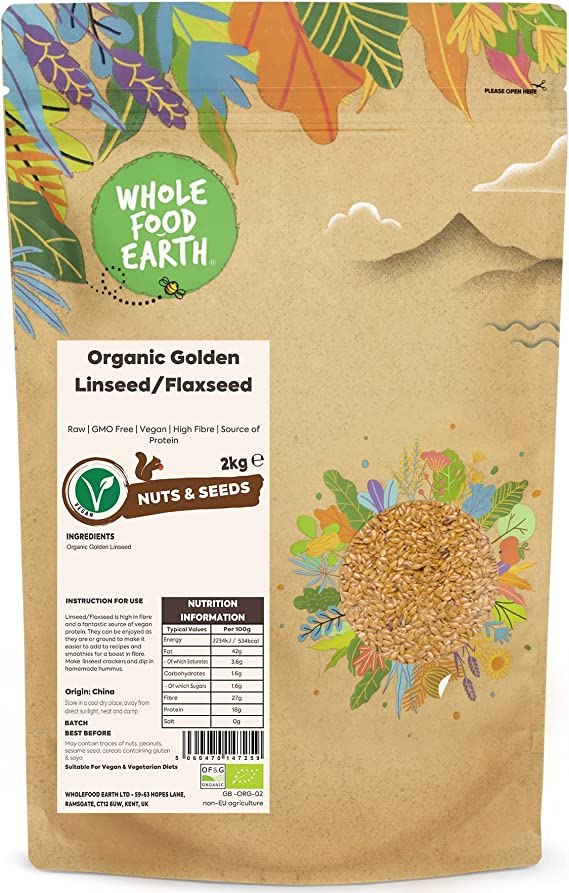 Wholefood Earth Organic Golden Linseed/Flaxseed 2kg RRP £14.50 CLEARANCE XL £10.99